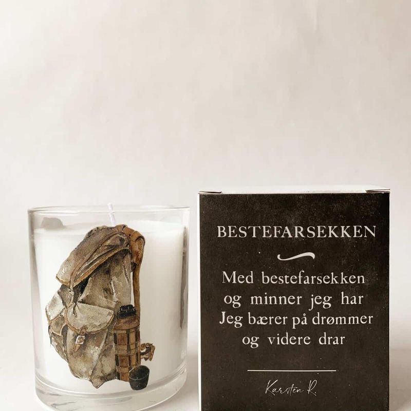Duftlys i gaveeske. Bestefarsekken.