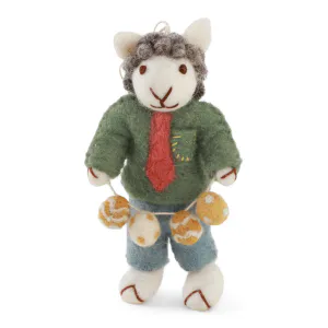 Hovedbilde Liten gr&aring; guttesau med p&aring;skekrans