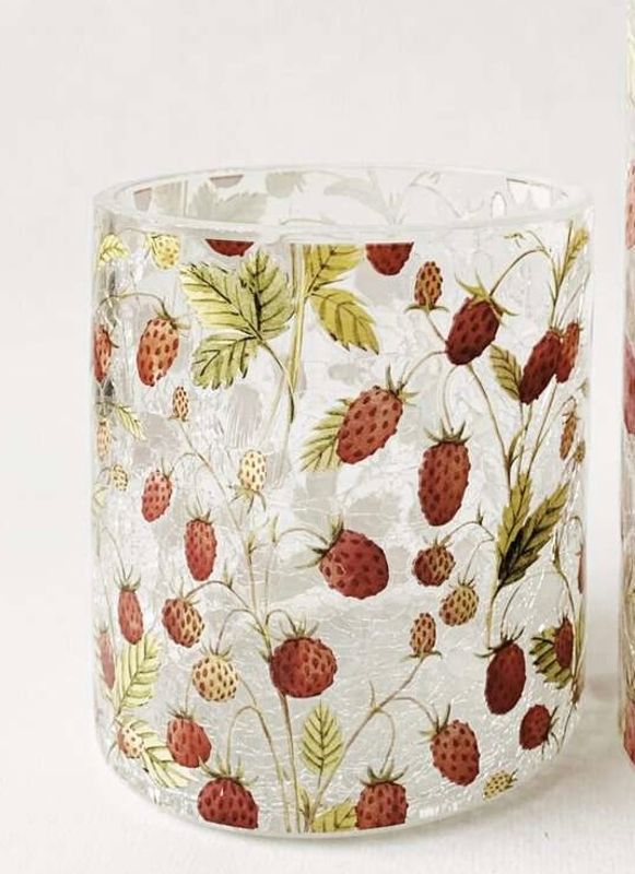 Lysglass Krakelert 9×10 Cm Jordbær