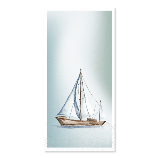Hovedbilde Serviett med skip H20/B10 cm hvid
