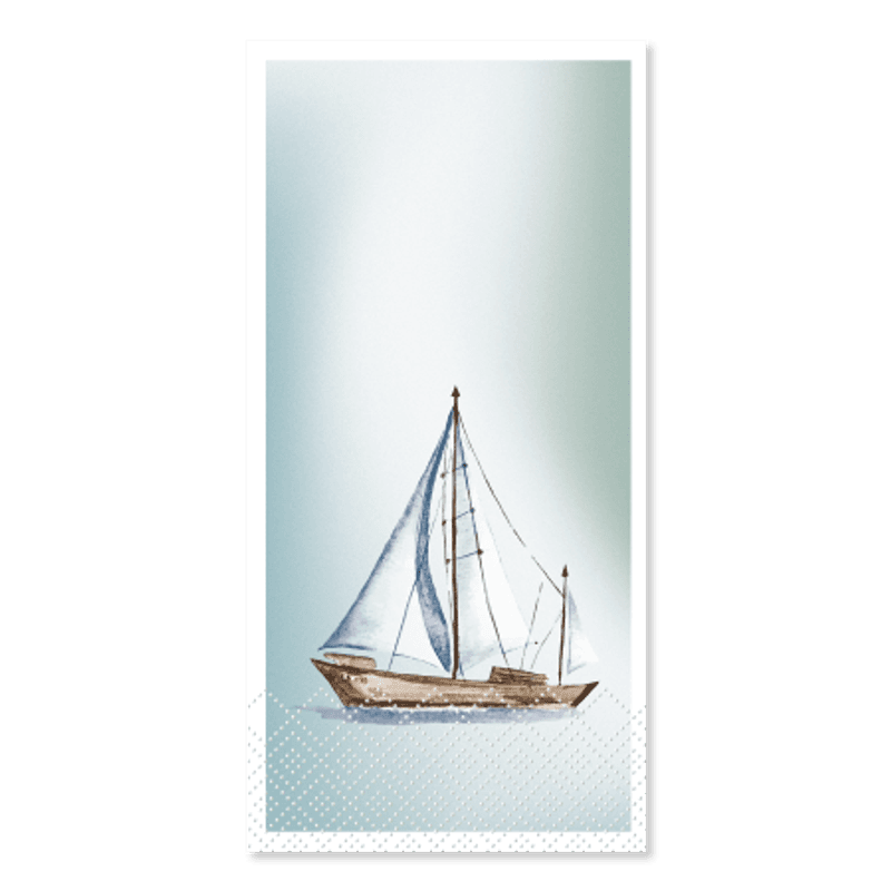 Serviett med skip H20/B10 cm hvid