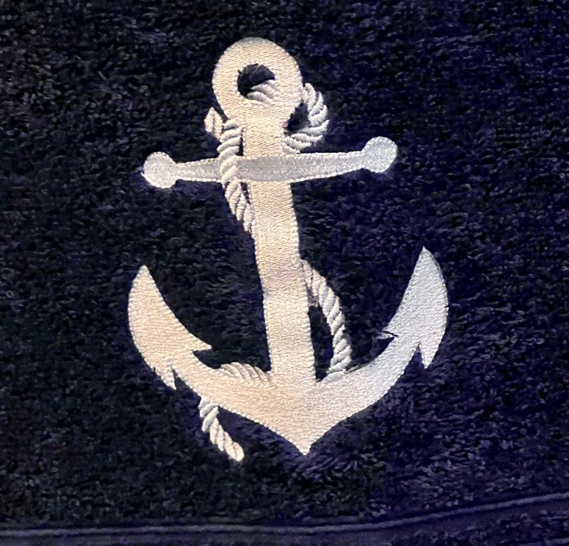 Håndklær med ankermotiv - Marineblå